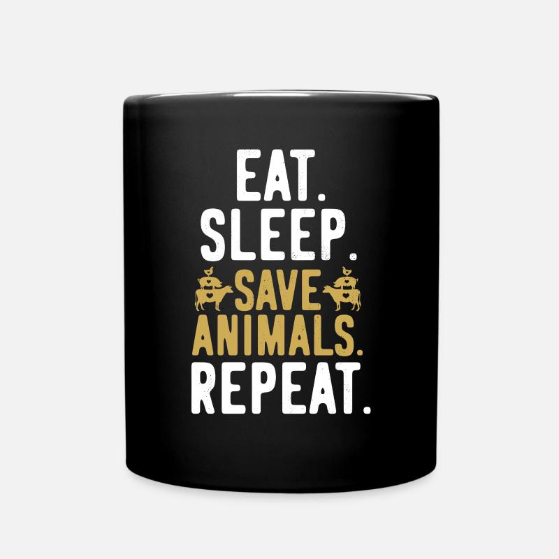 Vegan Vegan Vegan Repeat - Full Colour Mug - black
