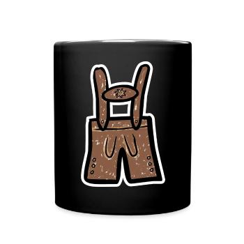 Lederhose - Farbige Zeichnung - Tasse einfarbig - Schwarz - Vorne