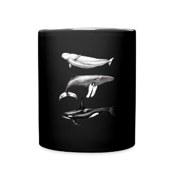 Dauphin béluga, rorqual à bosse et rorqual à bosse - Mug uni - noir - Devant