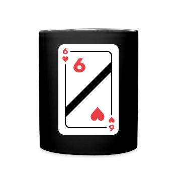 Herz Sechs Spielkarte Pokerkarte - Tasse einfarbig - Schwarz - Vorne
