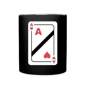 Carte à jouer As de Cœur - Mug uni - noir - Devant