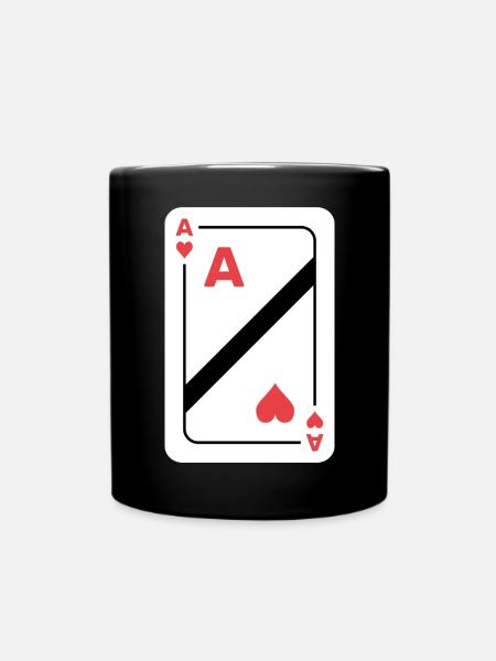 Ace of Hearts Playing Card - Full Colour Mug - black