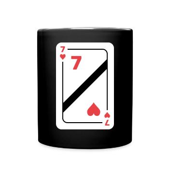 Heart Seven Playing Card Poker Card - Full Colour Mug - black - Front