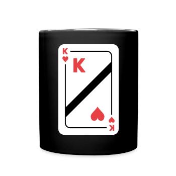 Herz König Spielkarte Pokerkarte - Tasse einfarbig - Schwarz - Vorne