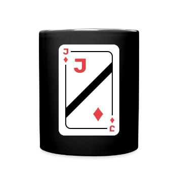 Karo Bube Spielkarte Pokerkarte - Tasse einfarbig - Schwarz - Vorne