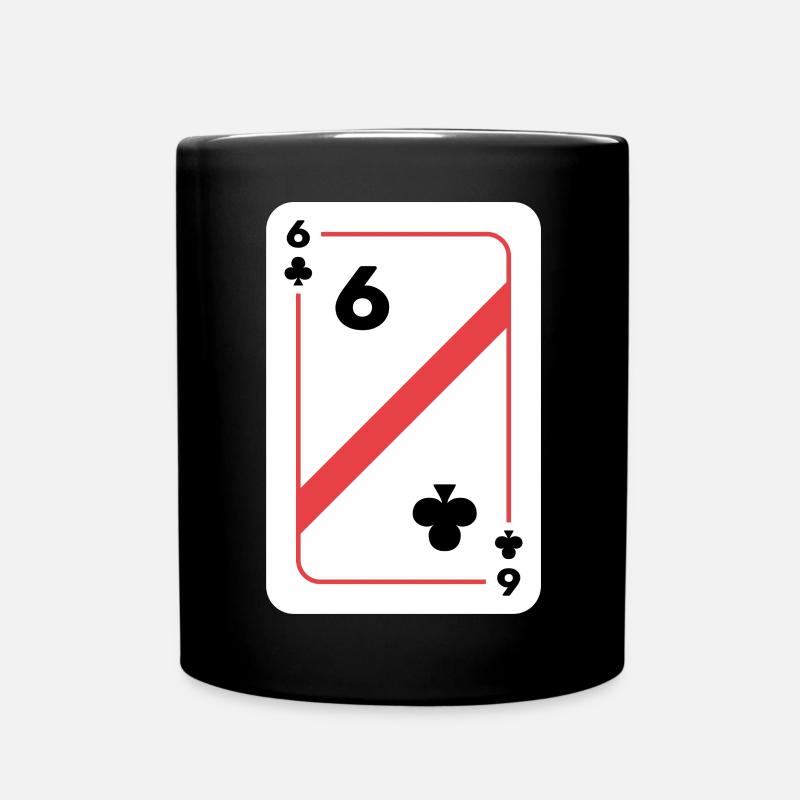Cross Six Playing Card Poker Card - Full Colour Mug - black