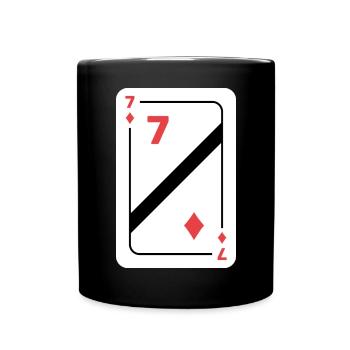 Karo Sieben Spielkarte Pokerkarte - Tasse einfarbig - Schwarz - Vorne