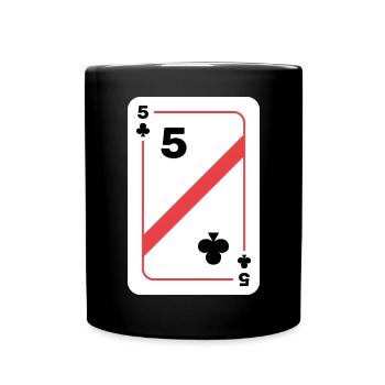 Clubs Cinq Carte à jouer Carte de poker - Mug uni - noir - Devant