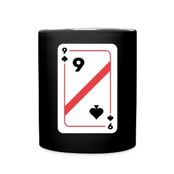 Nine Spades Playing Card Poker Card - Full Colour Mug - black - Front