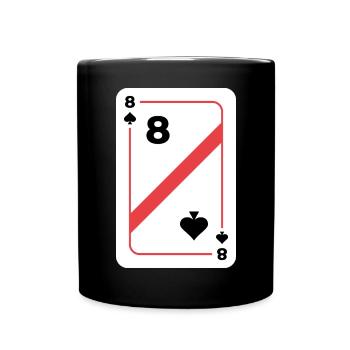 Spades Eight Playing Card Poker Card - Full Colour Mug - black - Front