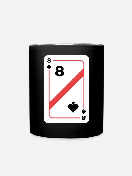 Spades Eight Playing Card Poker Card - Full Colour Mug - black