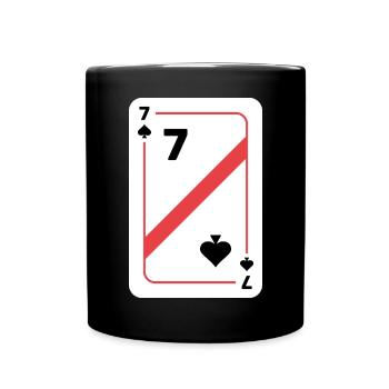 Pik Sieben Spielkarte Pokerkarte - Tasse einfarbig - Schwarz - Vorne