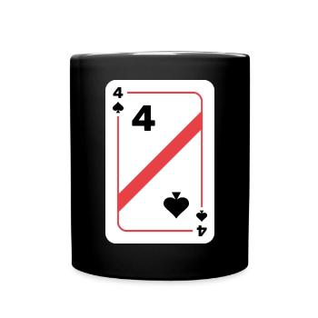 Pik Vier Spielkarte Pokerkarte - Tasse einfarbig - Schwarz - Vorne