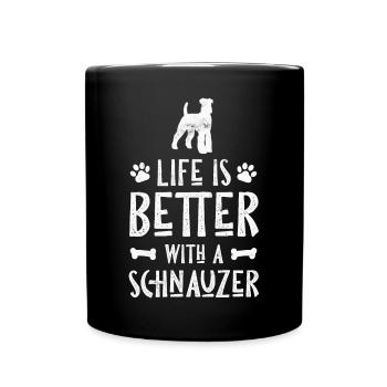 Chien moustache - Mug uni - noir - Devant