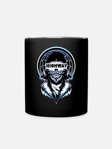 Aesthetic Biker Highway Glitch Design - Mug uni - noir