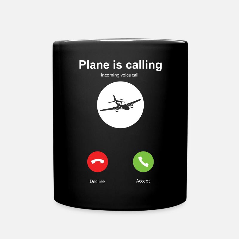Mein Flugzeug ruft - Tasse einfarbig - Schwarz