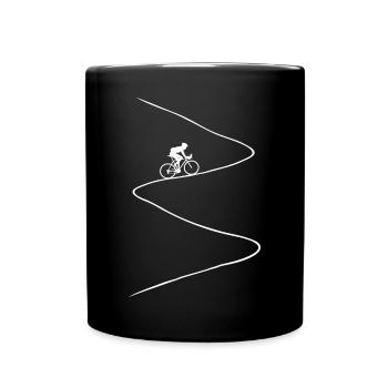 Vélo de course, en montée, raide, vélo, vélo, randonnée, montagne - Mug uni - noir - Devant