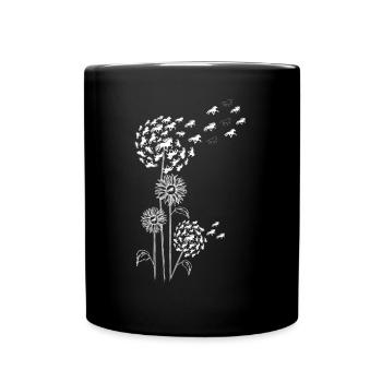 Pusteblume mit Blüte und Tölt Weiss - Tasse einfarbig - Schwarz - Vorne