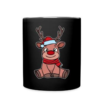Rentier Weihnachten Rudolph - Tasse einfarbig - Schwarz - Vorne
