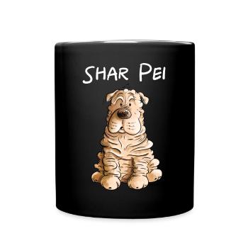 Happy Shar Pei I Folding Dog I Dog - Full Colour Mug - black - Front