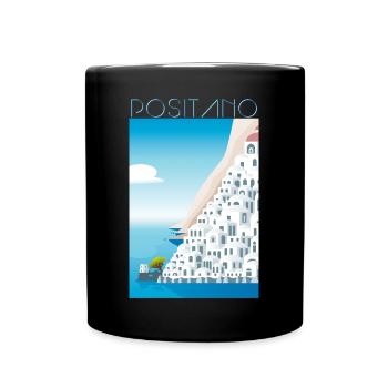 Positano CostaMaisons Blanches Blu - Mug uni - noir - Devant