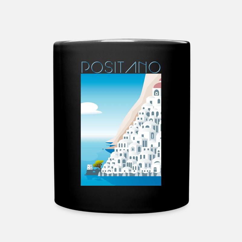 Positano CostaMaisons Blanches Blu - Mug uni - noir