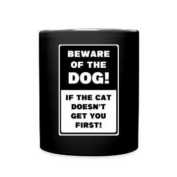 Méfiez-vous du chien! - Mug uni - noir - Devant