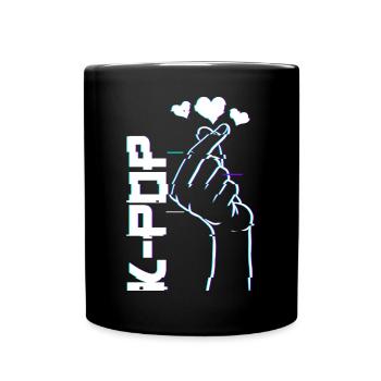 K-Pop Music Finger Heart Symbol - Love Kpop - Full Colour Mug - black - Front