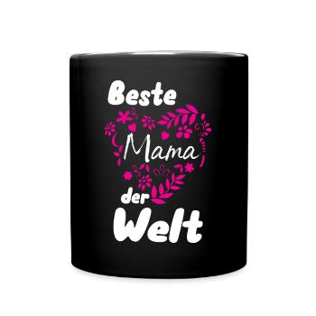 Beste Mama der Welt. Herz - Tasse einfarbig - Schwarz - Vorne