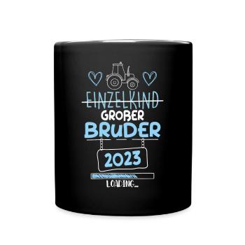 Großer Bruder 2023 Traktor - Tasse einfarbig - Schwarz - Vorne