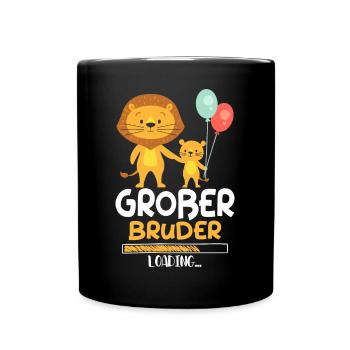 Großer Bruder Loading Löwe - Tasse einfarbig - Schwarz - Vorne