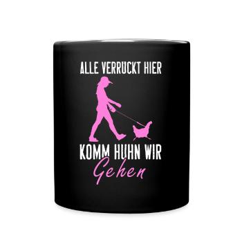 Huhn, Bauernhof, Hühner, Spruch, Bauer Hühnerstall - Tasse einfarbig - Schwarz - Vorne