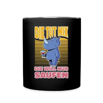 Saufen Bier Trinken Mädels Outfit - Lustiges - Tasse einfarbig - Schwarz - Vorne