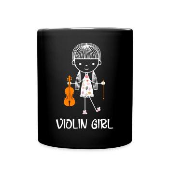 Violin Girl Violin Player Violin - Full Colour Mug - black - Front