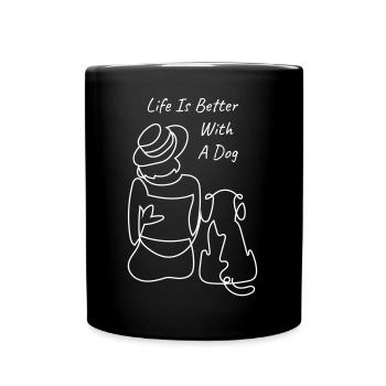 CHIENS CHIENS AMOUR CHIEN DE COMPAGNIE AMOUR WAU MOTIF - Mug uni - noir - Devant
