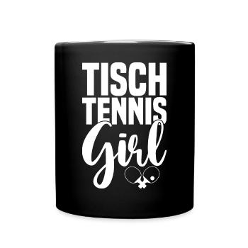 Table tennis girl saying with table tennis bat - Full Colour Mug - black - Front