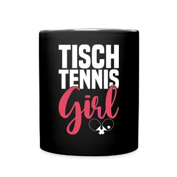 Table tennis girl saying with table tennis bat - Full Colour Mug - black - Front