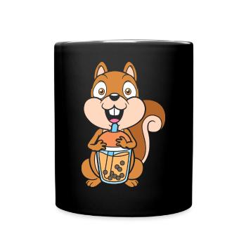 Bubble Tea Eichhörnchen - Tasse einfarbig - Schwarz - Vorne