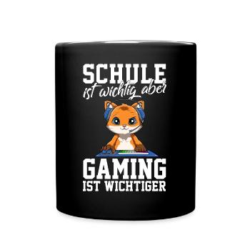 Gaming Fuchs - Computerspiele Videospiele Schule - Tasse einfarbig - Schwarz - Vorne