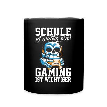 Gaming Skelett - Computerspiele Videospiele Schule - Tasse einfarbig - Schwarz - Vorne