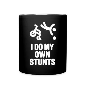 Lustige Rollstuhlbasketball I do my own stunts - Tasse einfarbig - Schwarz - Vorne