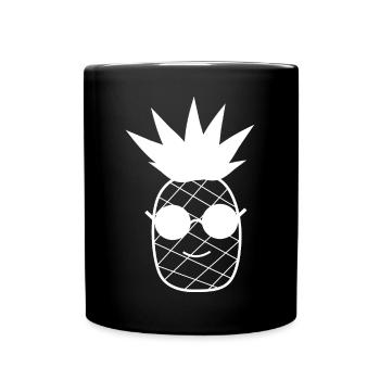 T-shirt d’été Ananas avec lunettes de soleil - Mug uni - noir - Devant