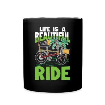 Life is beautiful ride für Fahrradfahrer - Tasse einfarbig - Schwarz - Vorne
