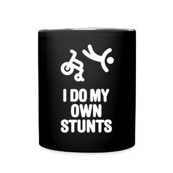 Fauteuil roulant de course en fauteuil roulant Je fais mes propres cascades - Mug uni - noir - Devant
