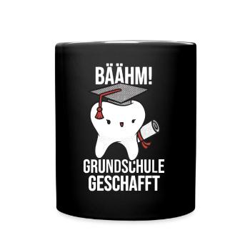 Grundschule geschafft, Schulkind, Geschenkidee - Tasse einfarbig - Schwarz - Vorne