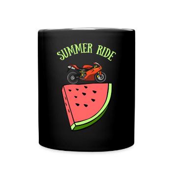 pastèque summer ride motard - Mug uni - noir - Devant