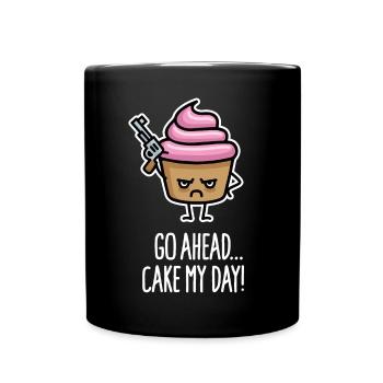 Funny cupcake pun sayings, cake my day - Full Colour Mug - black - Front