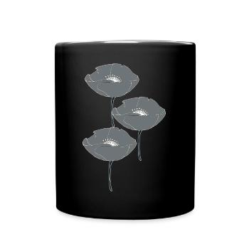 mohnblumen grau - Tasse einfarbig - Schwarz - Vorne