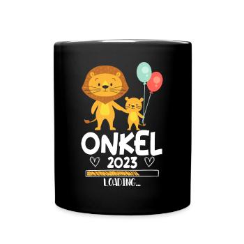 Onkel 2023 Loading Schwangerschaft - Tasse einfarbig - Schwarz - Vorne