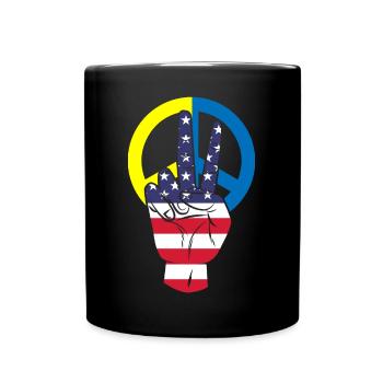 Drapeau de l’Amérique Signe de paix Drapeau de l’Ukraine - Mug uni - noir - Devant